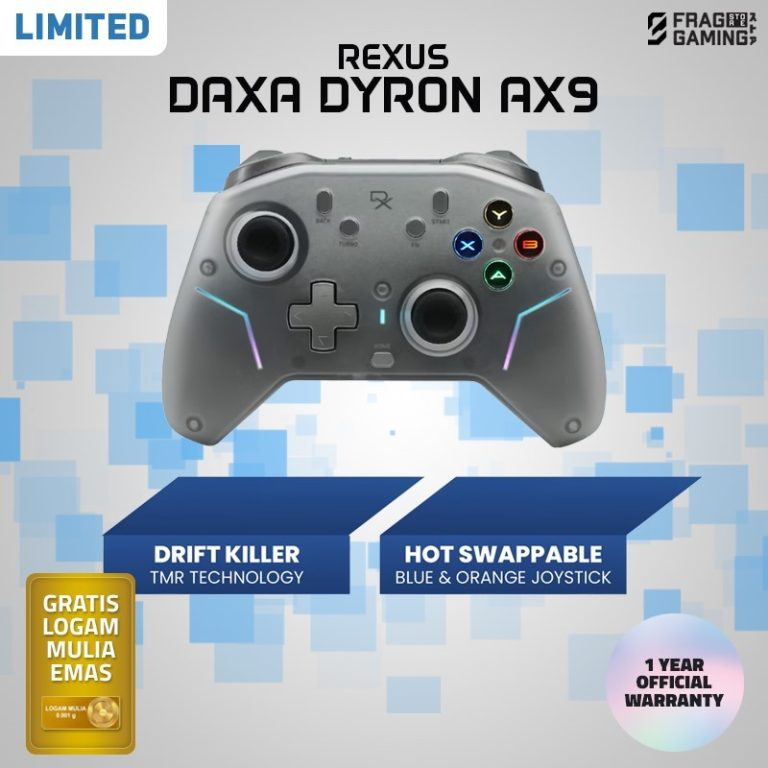 Rexus Daxa Dyron AX9 Gamepad Wireless Gaming Controller – Hot-Swappable ...